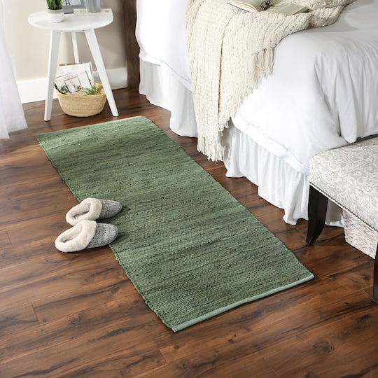 DII® Olive Green Rag Rug, 2ft. x 6ft.